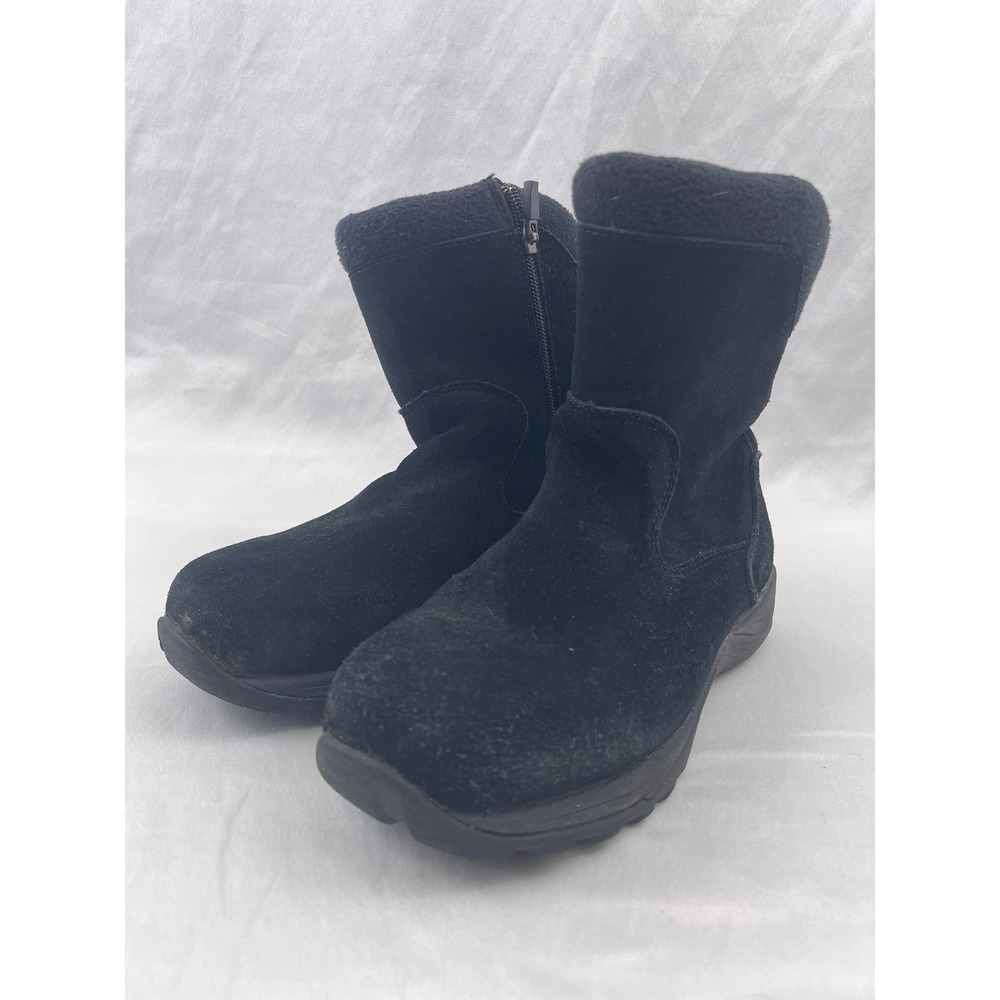 L.L. Bean Women Black Suede Primaloft Insulated Zip Winter Boots 290478 6.5M